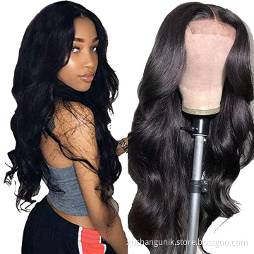 Raw indian temple hair vendor from india t middle part body wave human hair tpart lace front wig with baby hair natural hairline